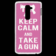 Coque LG G2 Keep Calm Take a gun Rose