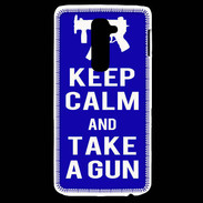 Coque LG G2 Keep Calm Take a gun Bleu