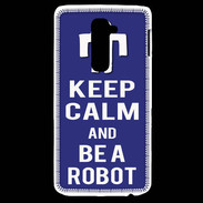 Coque LG G2 Keep Calm Be a Robot Bleu