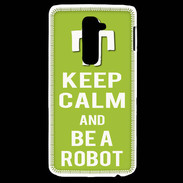 Coque LG G2 Keep Calm Be a Robot Vert pomme
