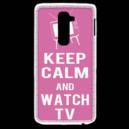 Coque LG G2 Keep Calm Watch TV Rose