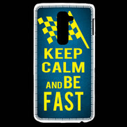 Coque LG G2 Keep Calm and Be Fast Bleu
