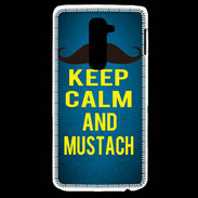 Coque LG G2 Keep Calm and Mustach Bleu