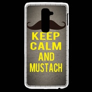 Coque LG G2 Keep Calm and Mustach Gris