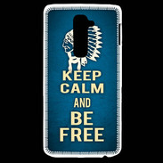Coque LG G2 Keep Calm and Be Free Bleu