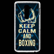 Coque LG G2 Keep Calm and Boxing Bleu