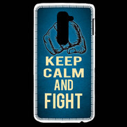 Coque LG G2 Keep Calm and Fight Bleu