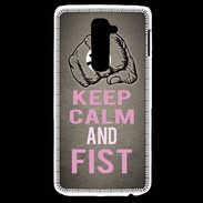 Coque LG G2 Keep Calm and Fist Gris