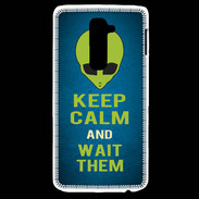 Coque LG G2 Keep Calm and Wait Alien Bleu