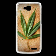 Coque LG L90 Feuille de cannabis sur toile beige