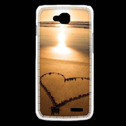 Coque LG L90 Coeur sur la plage avec couché de soleil