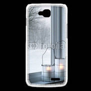 Coque LG L90 paysage hiver deux lanternes