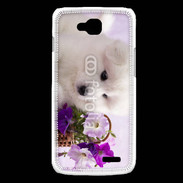 Coque LG L90 Chiot blanc et fleur violette