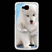 Coque LG L90 Chien blanc et paire de chaussons