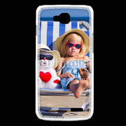 Coque LG L90 Petite fille avec bonhomme de neige a la plage