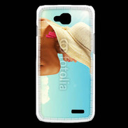 Coque LG L90 Femme à chapeau de plage
