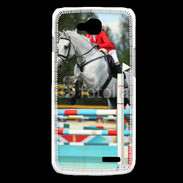 Coque LG L90 Jumping Equitation cheval gris