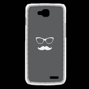 Coque LG L90 moustache gris & blanc