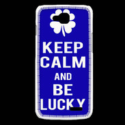Coque LG L90 Keep Calm Be lucky Bleu