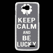 Coque LG L90 Keep Calm Be lucky Gris