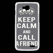 Coque LG L90 Keep Calm Call friend Gris
