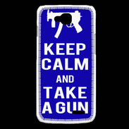 Coque LG L90 Keep Calm Take a gun Bleu