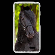 Coque LG L70 Portrait de cheval noir 10