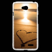 Coque LG L70 Coeur sur la plage avec couché de soleil