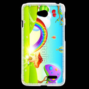 Coque LG L70 Cartoon nature et arc en ciel