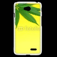 Coque LG L70 Feuille de cannabis sur fond jaune 2