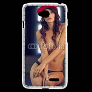 Coque LG L70 Charmante brune avec casquette rouge