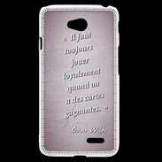 Coque LG L70 Cartes gagnantes Rose Citation Oscar Wilde