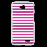 Coque LG L70 rayures blanches et roses