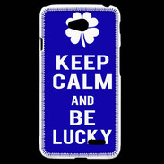 Coque LG L70 Keep Calm Be lucky Bleu
