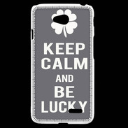 Coque LG L70 Keep Calm Be lucky Gris