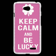 Coque LG L70 Keep Calm Be Lucky Rose