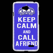 Coque LG L70 Keep Calm Call friend Bleu