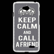 Coque LG L70 Keep Calm Call friend Gris