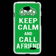 Coque LG L70 Keep Calm Call friend Vert
