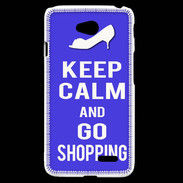 Coque LG L70 Keep Calm Go Shopping Bleu