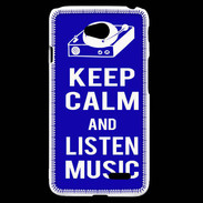 Coque LG L70 Keep Calm Listen music Bleu