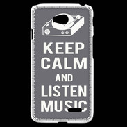 Coque LG L70 Keep Calm Listen music Gris