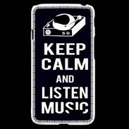 Coque LG L70 Keep Calm Listen music Noir