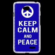Coque LG L70 Keep Calm Peace Bleu