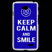 Coque LG L70 Keep Calm Smile Bleu