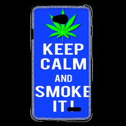 Coque LG L70 Keep Calm Smoke it Bleu