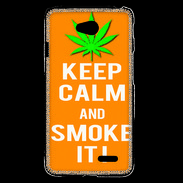 Coque LG L70 Keep Calm Smoke it Orange