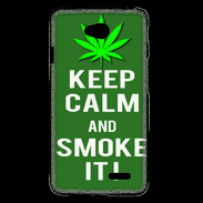 Coque LG L70 Keep Calm Smoke it Kaki