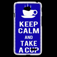 Coque LG L70 Keep Calm Take a cup Bleu