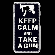 Coque LG L70 Keep Calm Take a gun Noir